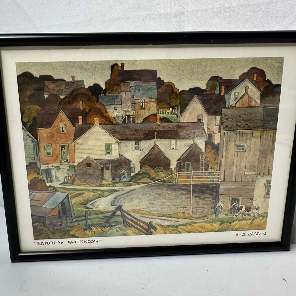 AJ Casson Saturday Afternoon Framed Canadian Masters Art Card Group of Seven 9x7 - Picture 2 of 8